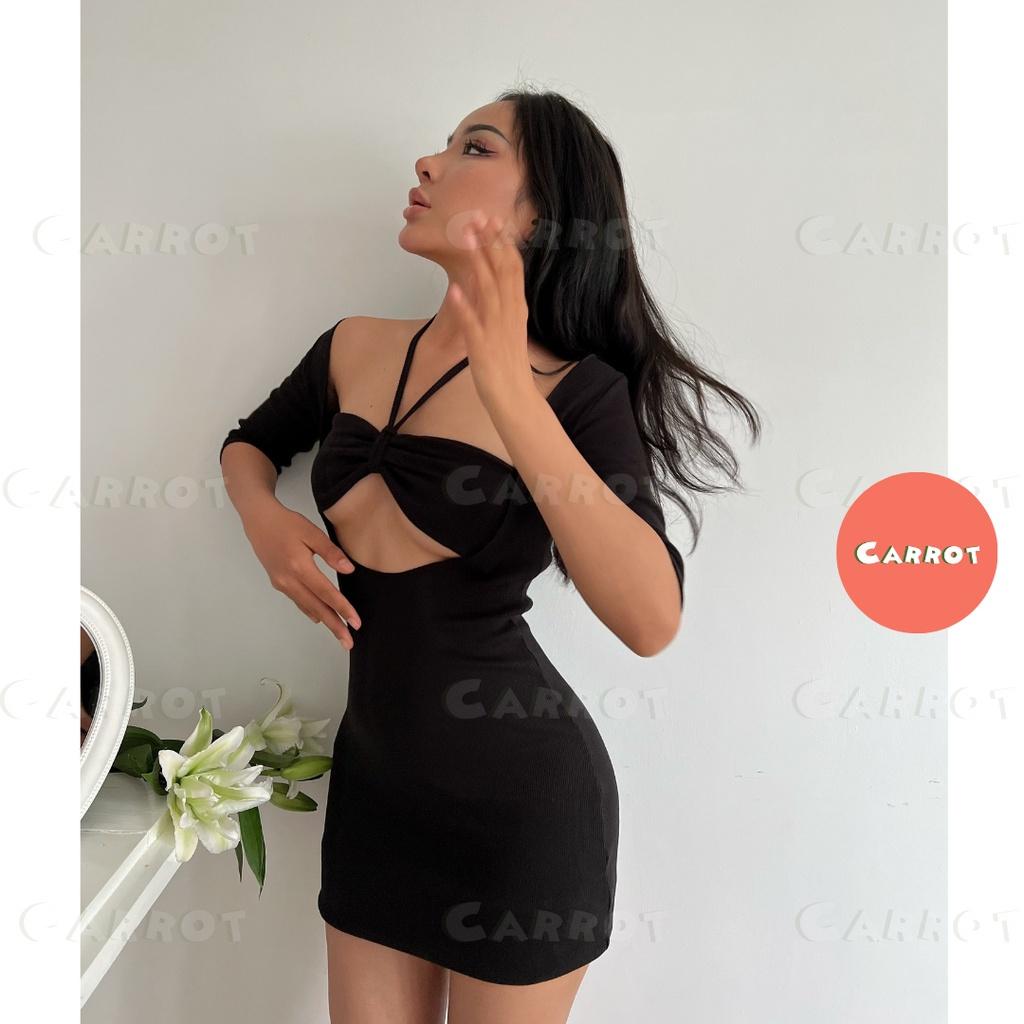 Đầm body sexy hở ngực thiết kế chất thun đi tiệc sang trọng váy nữ dáng ngắn ôm body carrotxinhdep