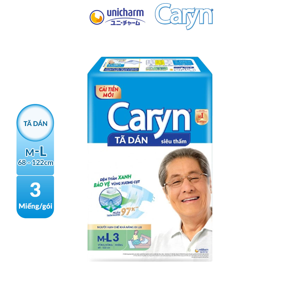 Tã Dán Người Lớn Caryn Siêu Thấm L03 (3 miếng)