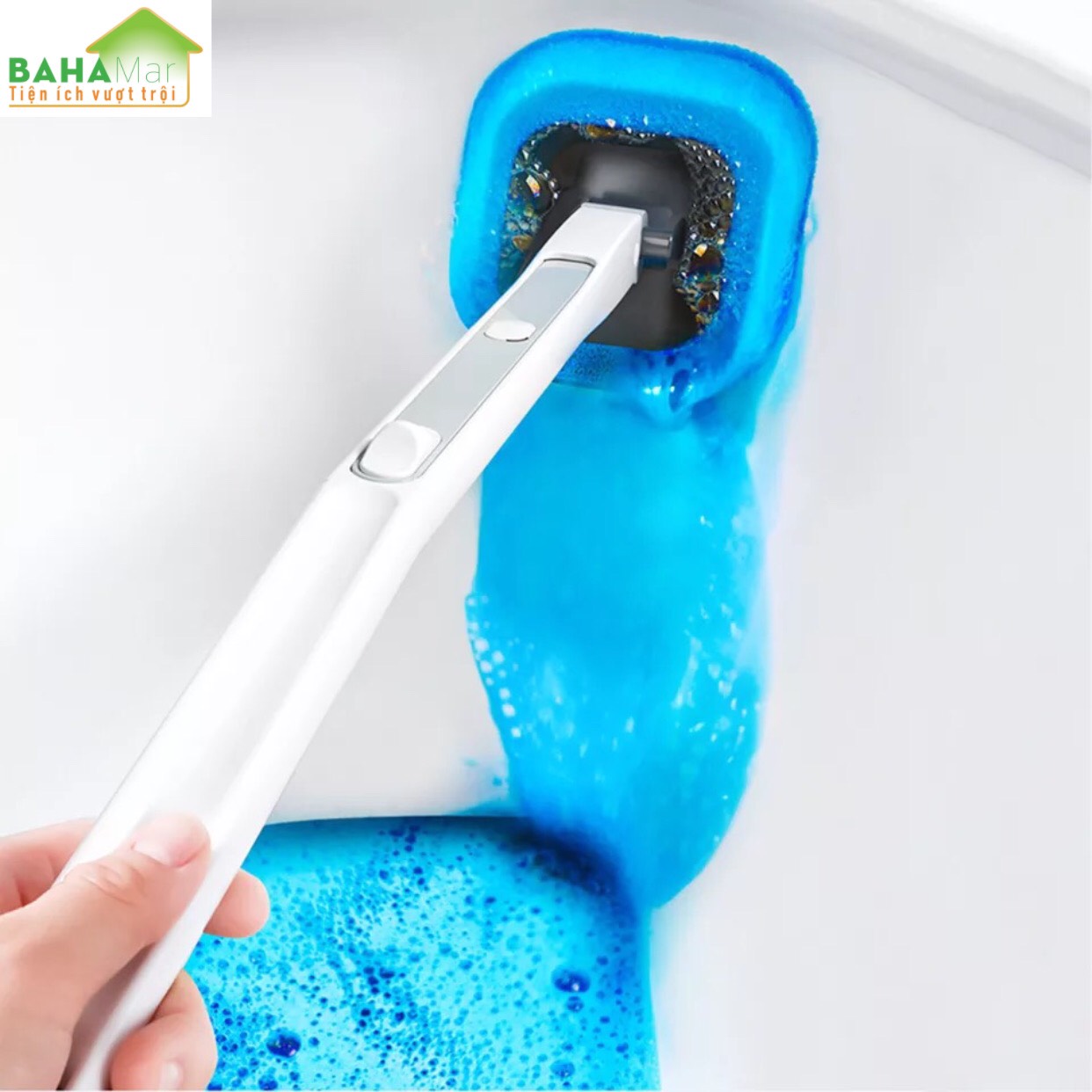 BỘ DỤNG CỤ LÀM VỆ SINH NHÀ TẮM CÓ ĐẦU THAY THẾ DÙNG MỘT LẦN "BAHAMAR" thiết kế đầu bàn chải có dung dịch dùng 1 lần làm sạch sạch sẽ và tiện lợi loại bỏ mùi hôi và diệt khuẩn.