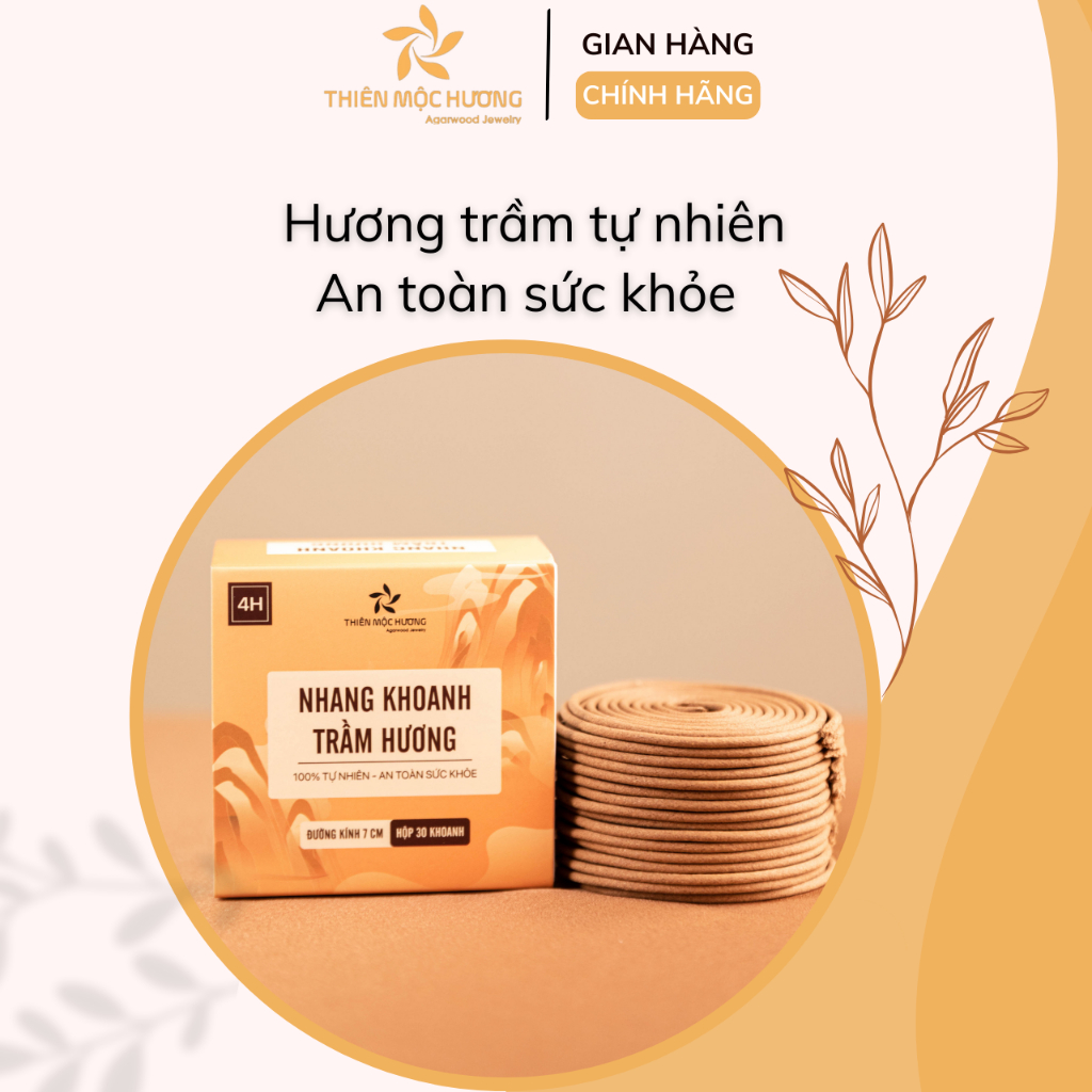 Nhang khoanh trầm hương 4h 30 khoanh Thiên Mộc Hương xông nhà, hương vòng thơm dịu nhẹ đường kính 7cm