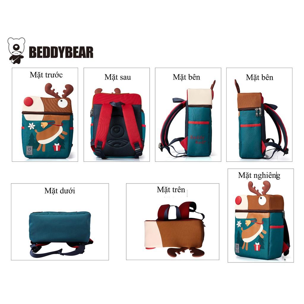 Balo trẻ mẫu giáo 4 tuổi Beddybear - hình tuần lộc dành cho Bé Học mầm non Nhà Trẻ - Thiết kế Chống gù lưng - Bảo hành chính hãng 2 năm