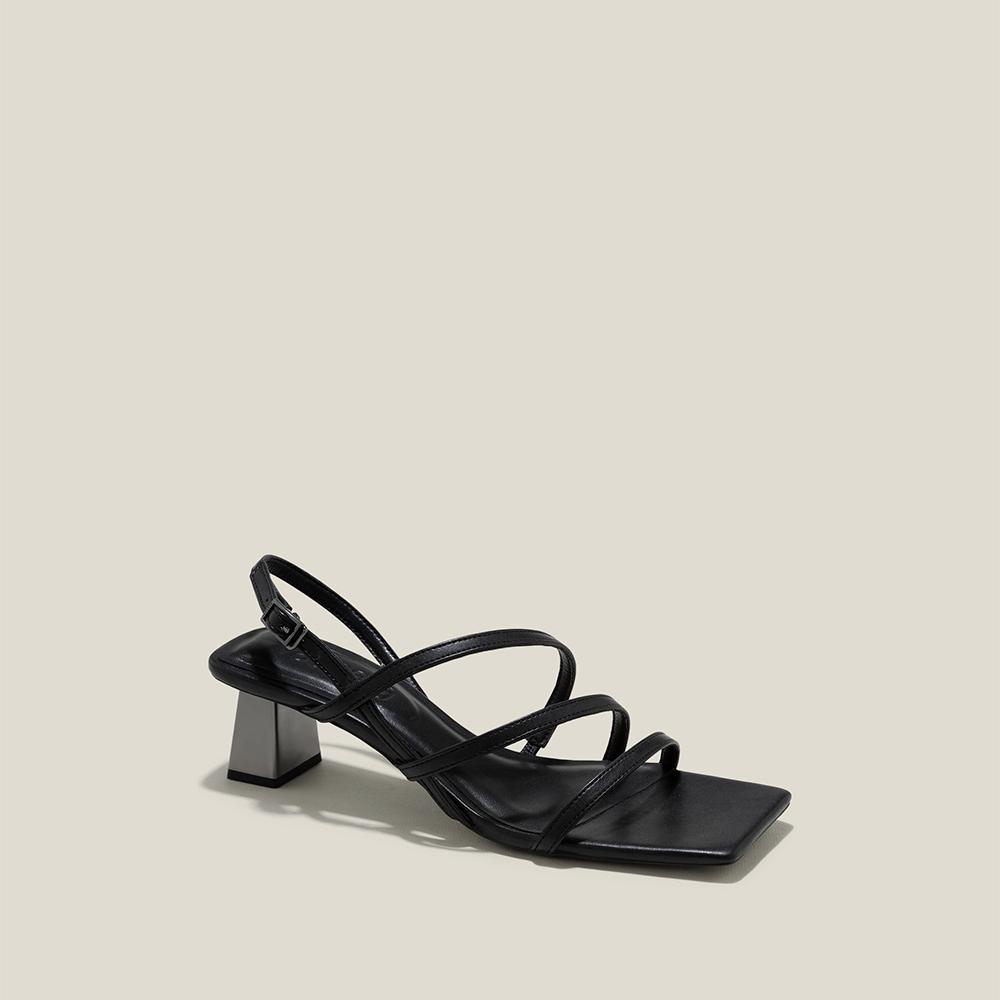 Vascara Sandal Dây Mảnh Nhấn Gót Hiệu Ứng Aluminium - SDN 0763