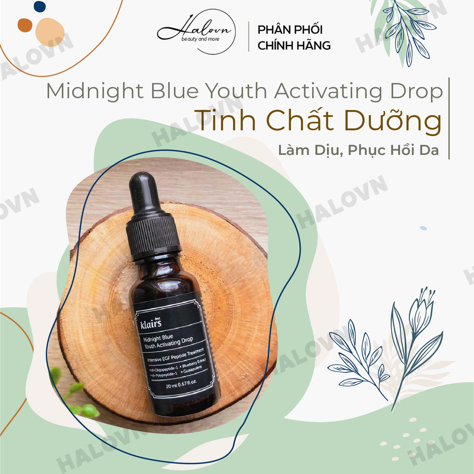 Tinh Chất Dưỡng Làm Dịu, Phục Hồi Da Klairs Midnight Blue Youth Activating Drop 20ml