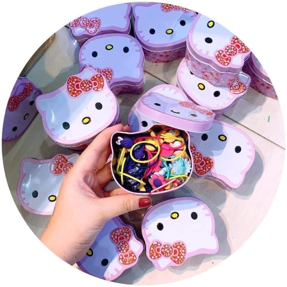 Hộp chun buộc tóc kitty hộp lùn 40 dây cho bé