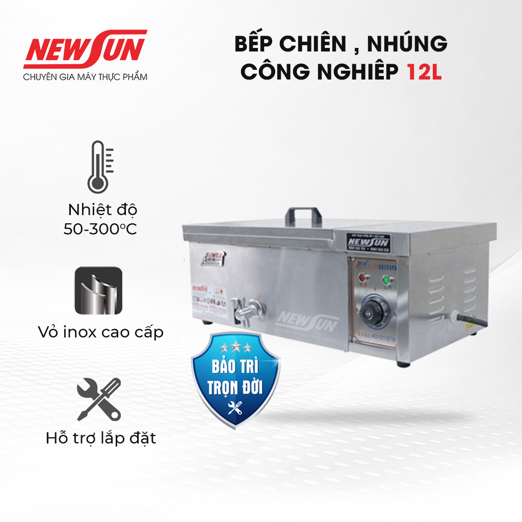 Bếp chiên, nhúng công nghiệp bằng điện 12L