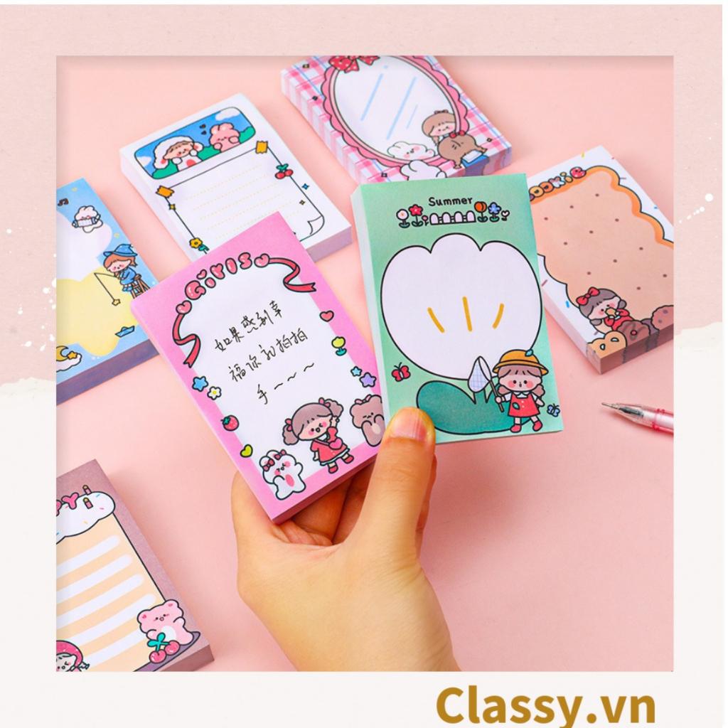 Giấy ghi chú Classy 80 trang, kích thước 6X9 cm, giấy note nhiều màu họa tiết cute hàn quốc PK1525