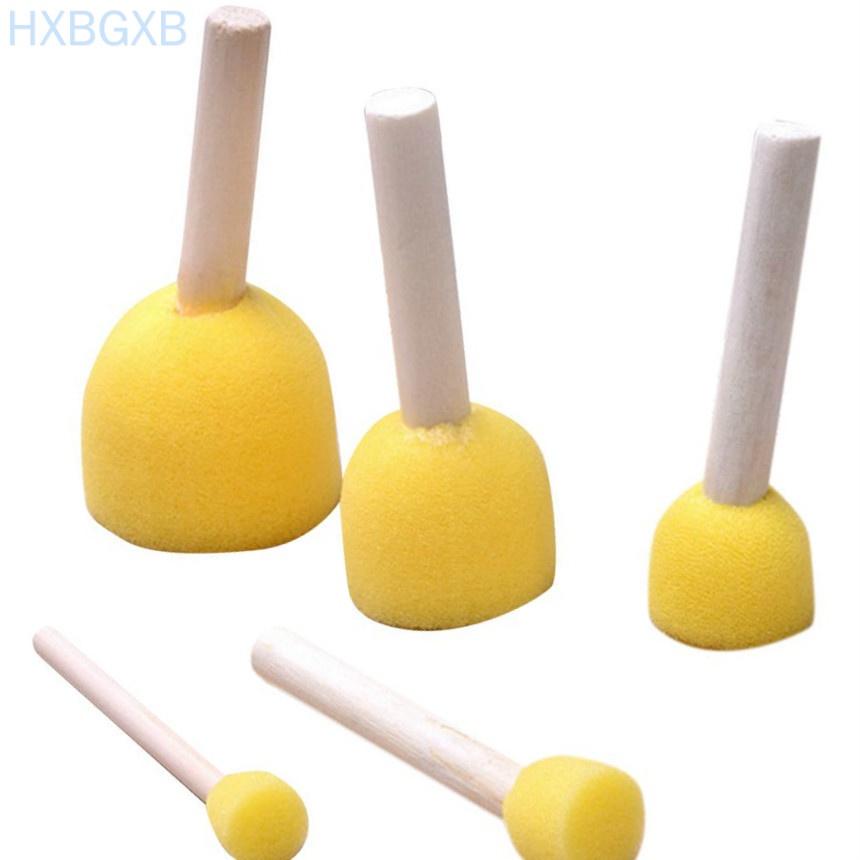 HXBG 5pcs Assorted Round Paint Foam Sponge Brush Set Painting Tools Stippler for Kids Painting Crafts and DIY