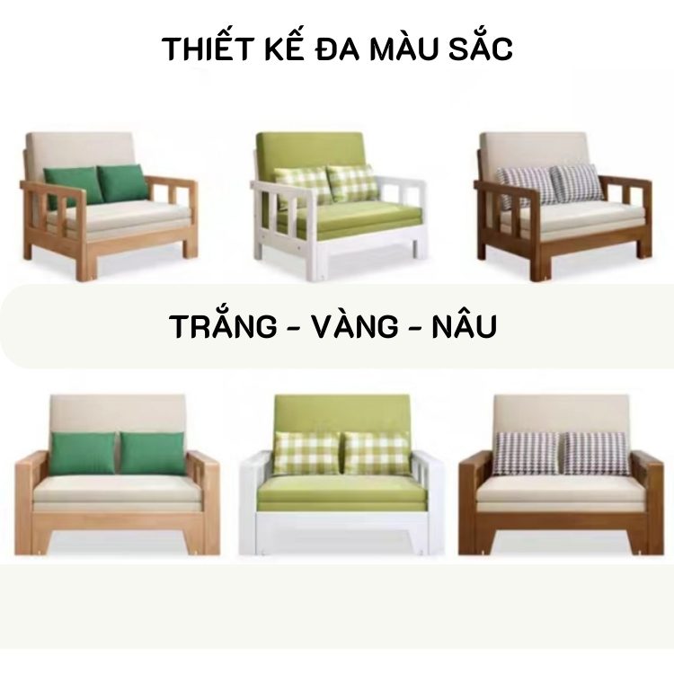 Giường Gấp Gọn Thành Sofa, Giường Kéo 3 Cấp Độ Chất Liệu Gỗ Sồi Tự Nhiên 1,2m x1.92m Khung Gỗ Chắc Chắn BH 12 tháng Tặng Đệm + Gối
