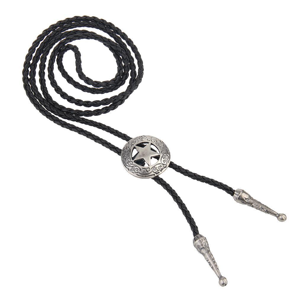Bolo Bola Tie Rodeo Cowboy PU Leather Star Pendant Necktie Antique