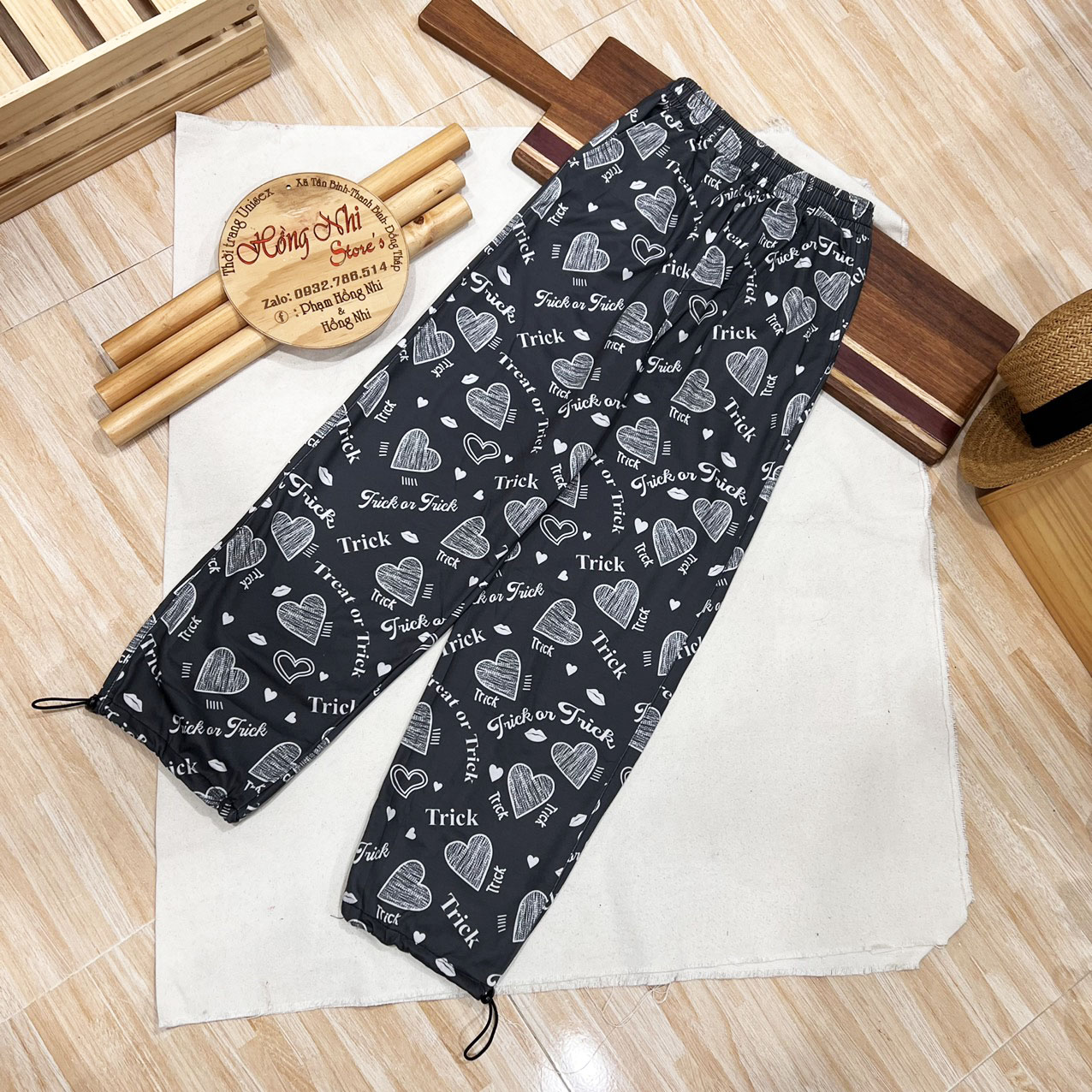 Quần Jogger 3D Trái Tim Ulzzang Unisex Jogger Loang Màu Dây Rút Lai Ống Rộng V2 - MM