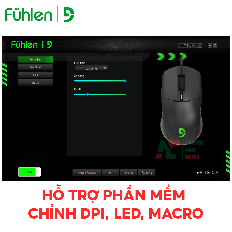 Chuột Gaming Fuhlen D90S RGB DUAL MODE 2.4G/TYPE-C - Hàng Chính Hãng