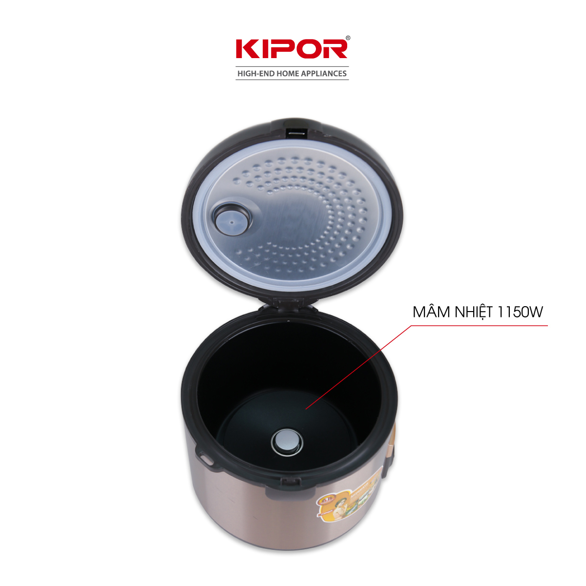 Nồi cơm điện KIPOR KP-N532 - 3.2L - Chống dính TEFLON, Nồi cỡ lớn phù hợp nấu công trường, nhóm bạn, gia đình 6-8 người ăn - Hàng chính hãng