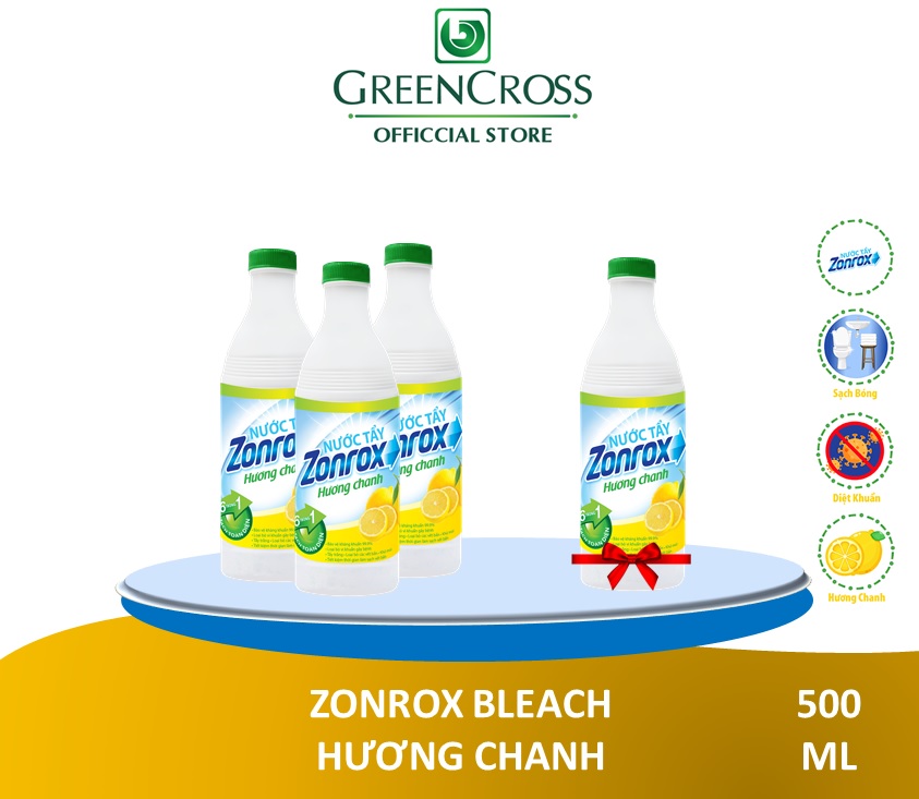 COMBO 3 CHAI NƯỚC TẨY ĐA NĂNG ZONROX 1 LÍT - Tặng thêm 1 chai cùng loại