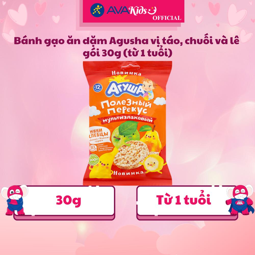 Bánh gạo ăn dặm Agusha vị táo, chuối và lê gói 30g (từ 1 tuổi) - Hàng Chính Hãng