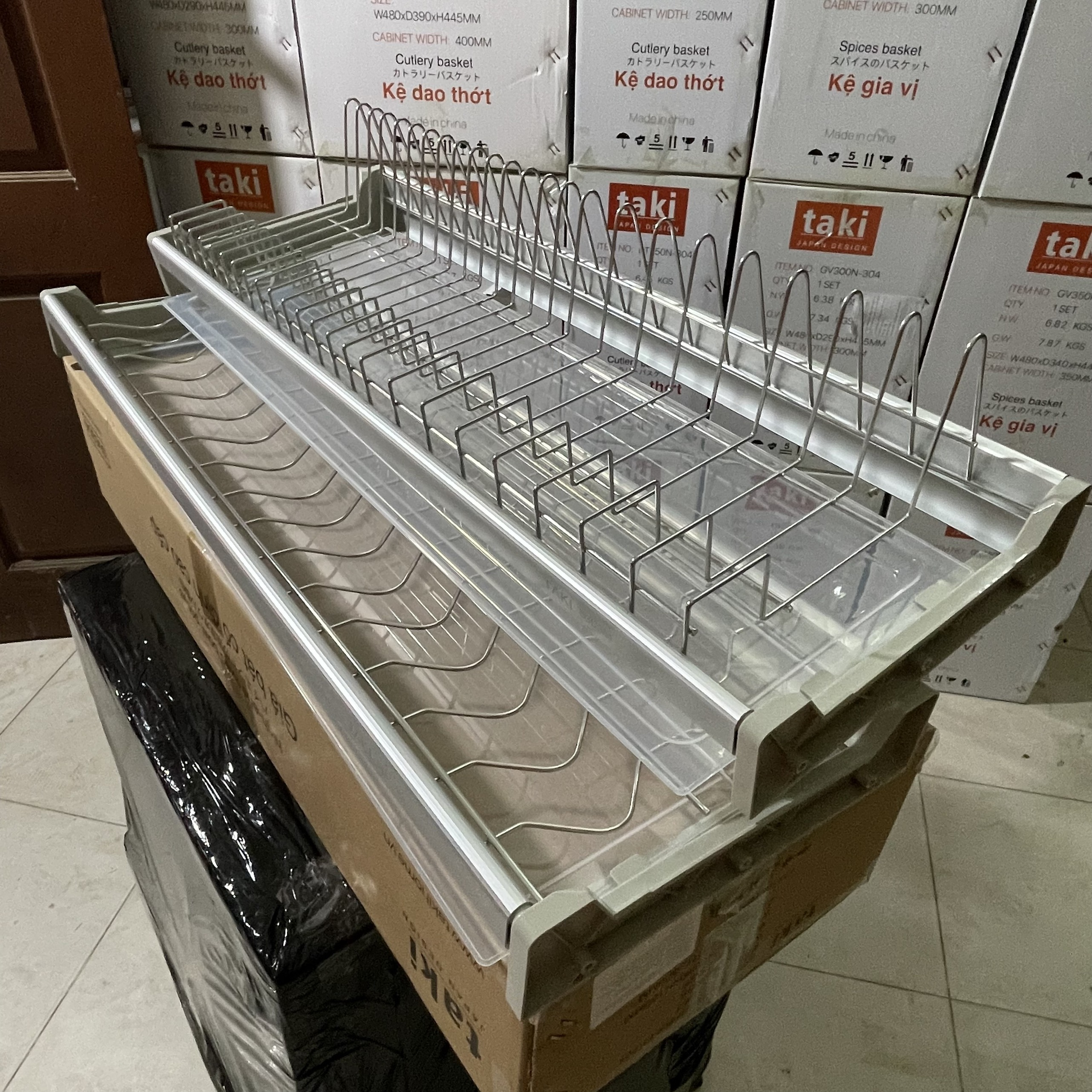Giá Bát Cố Định Tủ Bếp, Kệ Chén Tủ Bếp INOX 304 - Khung Nhôm Cao Cấp - Bảo Hành Vĩnh Viễn - Có Thợ Lắp