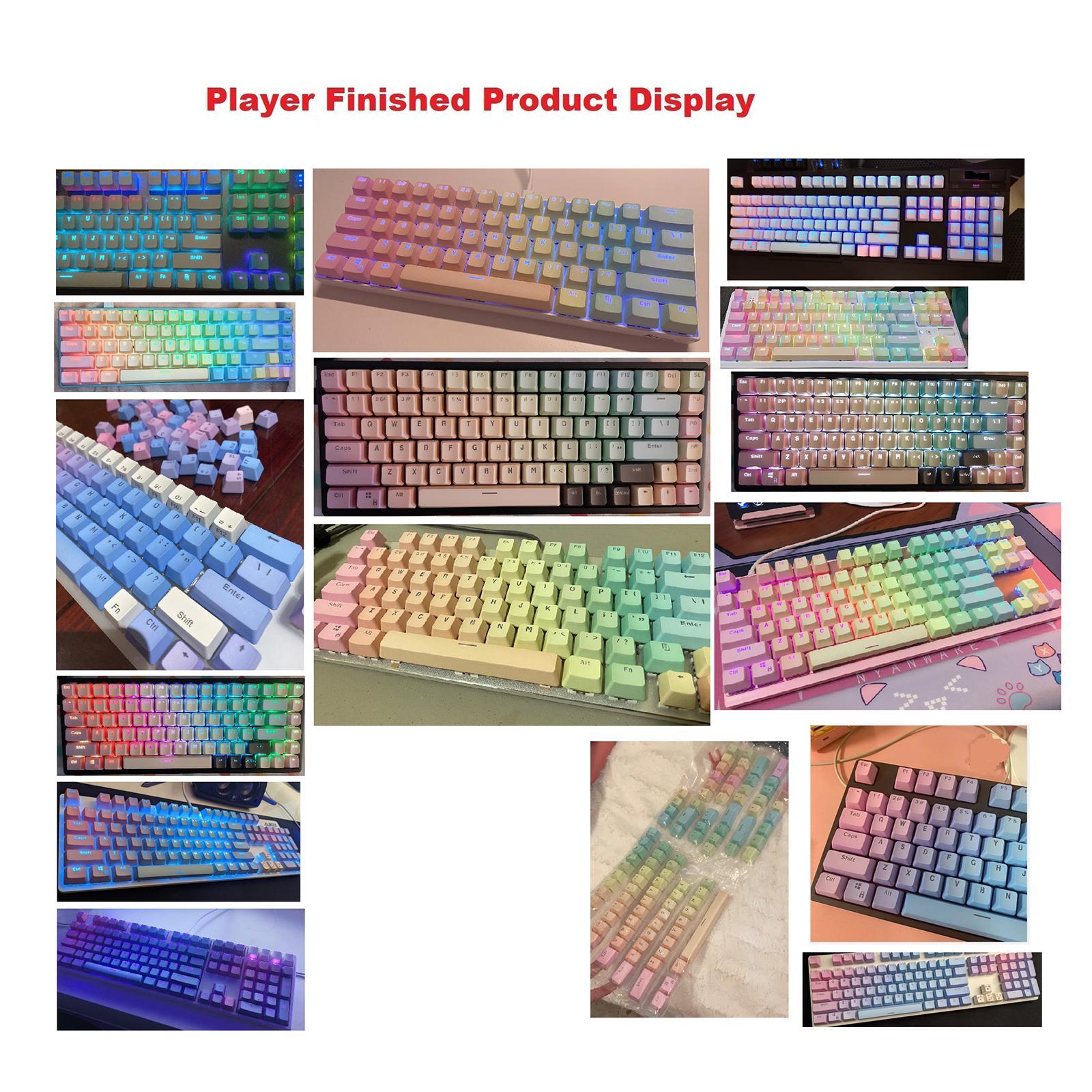 104 Keys Mechanical Keyboard Keycaps Set Home Supplies Rainbow Gradient