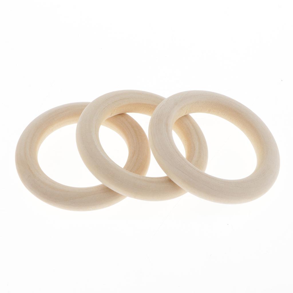 80x Unpainted Wooden Circle Rings Plain Hoop Loop Connector For Art Craft