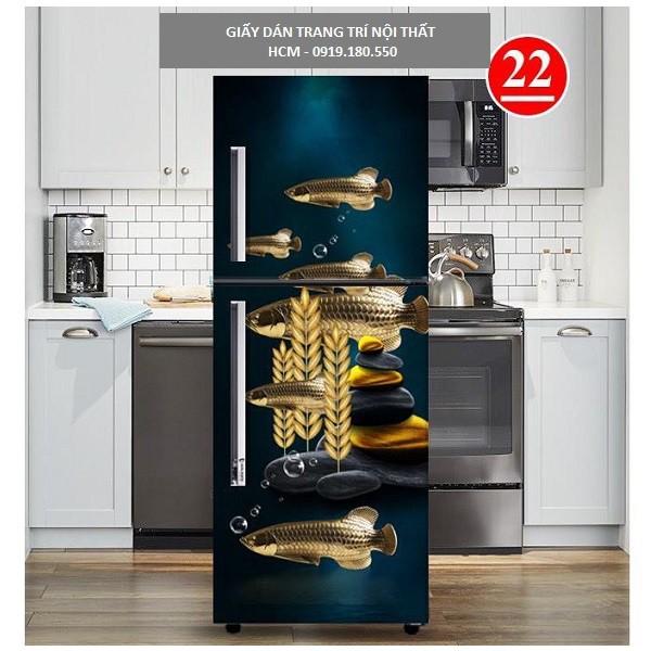Decal dán tủ lạnh Cá Chép Rồng sang trọng chất liệu cao cấp dễ lau chùi, không bong tróc