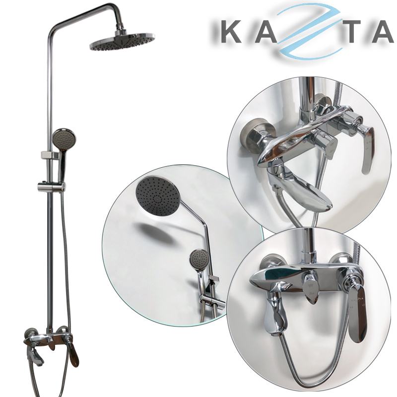 Combo Thiết Bị Nhà Tắm Cao Cấp KAZTA KZ-CBT02: Bồn Cầu Xả Xoáy Nắp Êm-Lavabo Đặt Bàn Đá-Sen Tắm Đứng Nóng Lạnh-Kèm Bộ Phụ Kiện Nhà Tắm