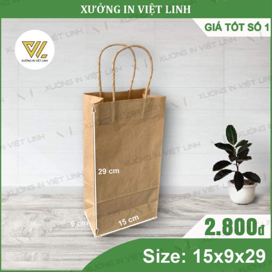 Combo 25 Túi Giấy Xi Măng Đựng Hàng Kích Thước ( DxRxC) 15x9x29 cm - Túi Giấy Kraft Cao Cấp