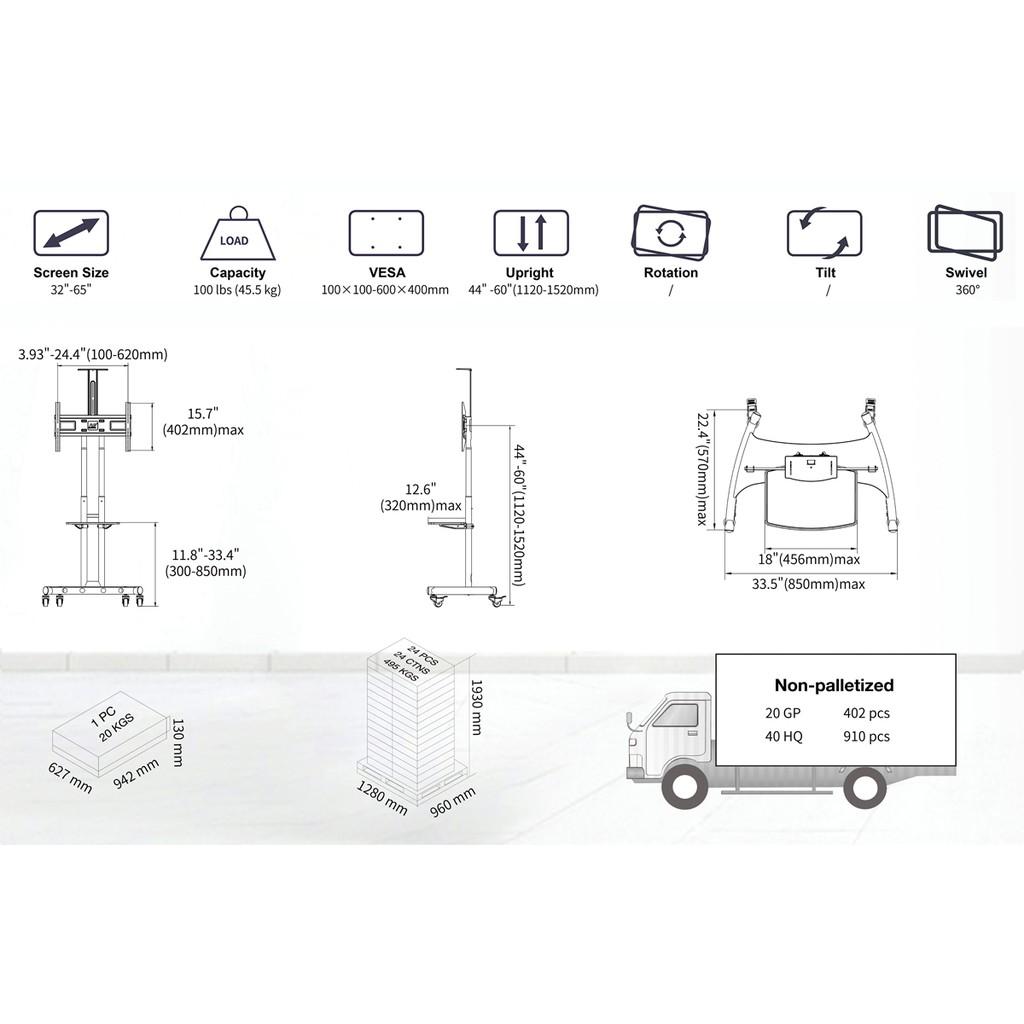 Giá treo Tivi di động NB AVA1500-60-1P 32&quot;-65&quot;- hàng nhập khẩu