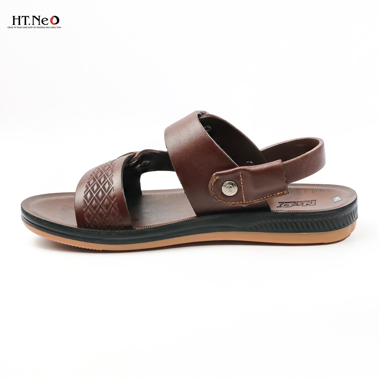 Giày sandal nam - dép nam HT.NEO 100% da bò mềm mại, đế cao su nguyên khối, khâu chân quai siêu chắc SD76