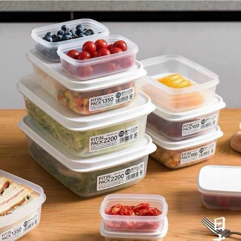 Hộp đựng thực phẩm bằng nhựa nắp dẻo Fitin Pack màu trắng 300ml, 600ml, 900ml, 1350ml, 2200ml hàng nội địa Nhật AD19