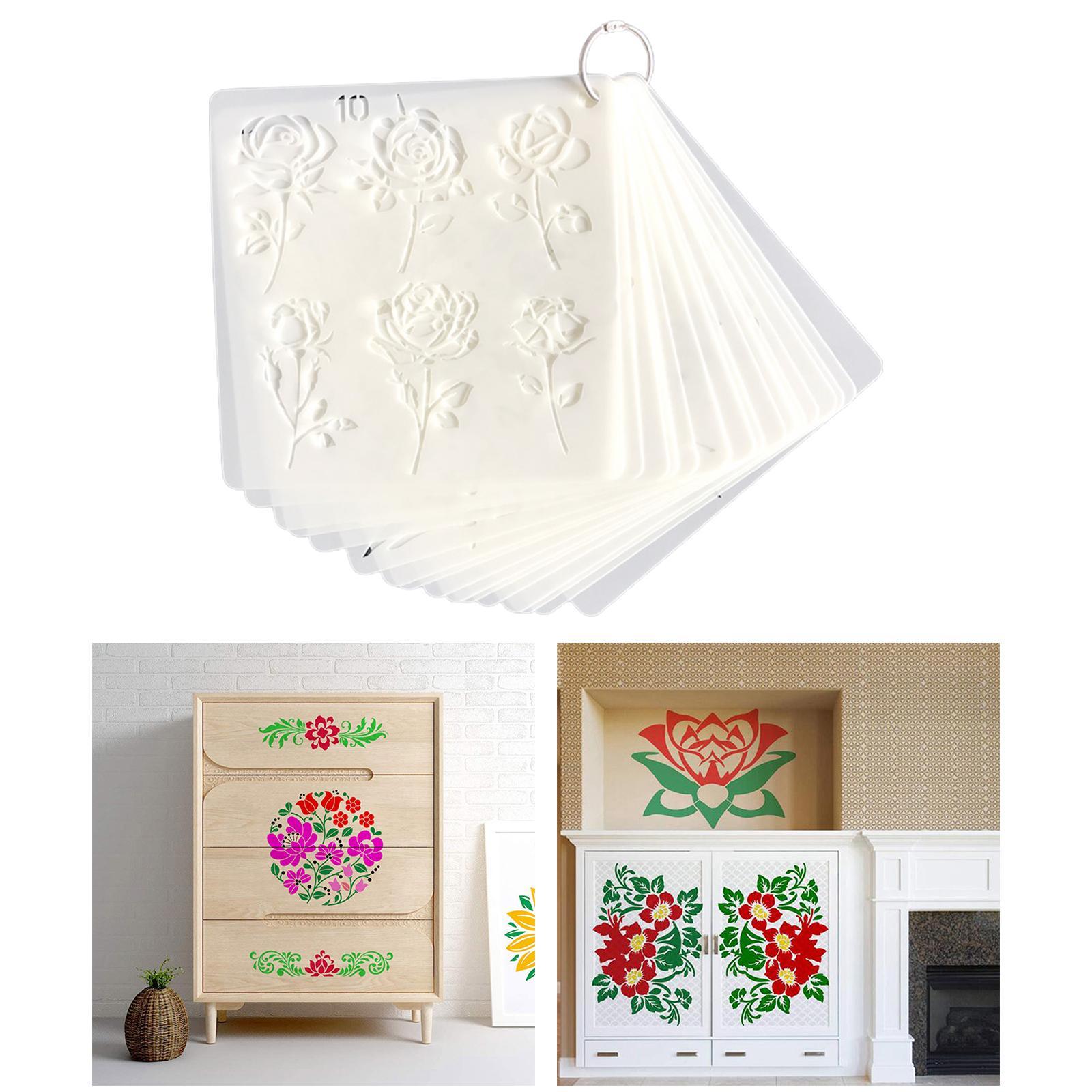 20Pcs Flower Painting Stencils DIY Durable Art Crafts for Tile Floor