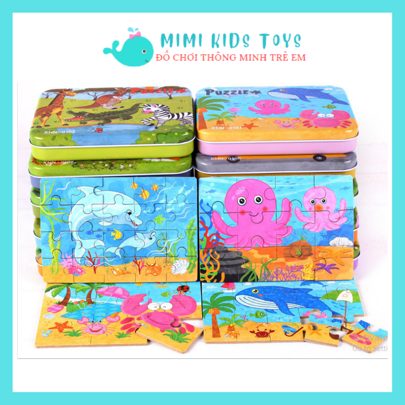 Đồ chơi hộp tranh xếp hình Puzzle 4 cấp độ 9-12-15-20 miếng nhiều chủ đề cho bé - Đồ chơi thông minh trẻ em