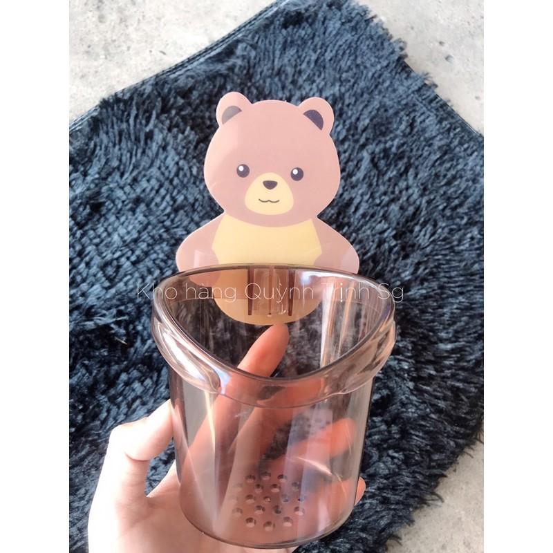 Ly Cốc Dán Tường Hình Gấu Nâu Đựng Bàn Chải, Kem Đánh Răng, Đồ Dùng Nhà Tắm - Hàng Chất Lượng