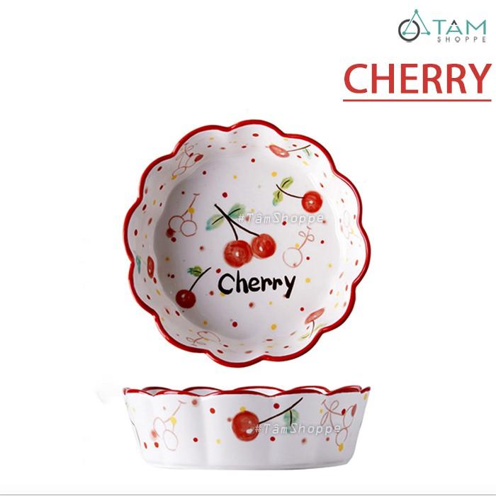 Dĩa gốm sứ cao cấp tròn vành nhún bèo vẽ họa tiết Summer Style