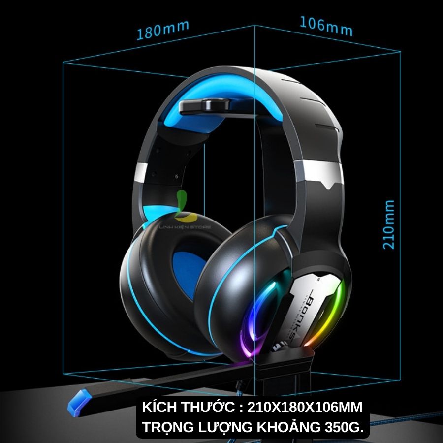 Tai nghe gaming Headphone Bonks G1 - Tai nghe chụp tai chơi game máy tính có dây cực xịn tích hợp micro xoay 180 độ - Hàng nhập khẩu