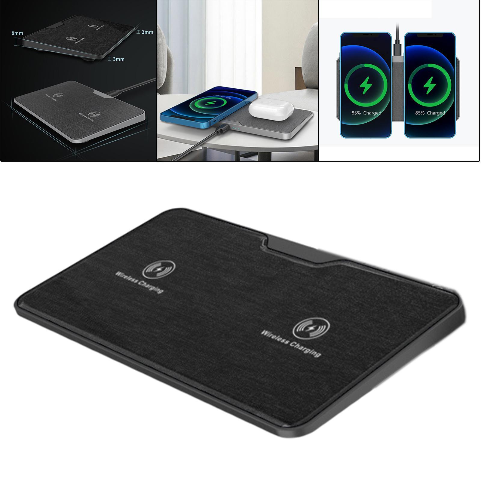 Dual Wireless Charger Charger ABS for Phone Black
