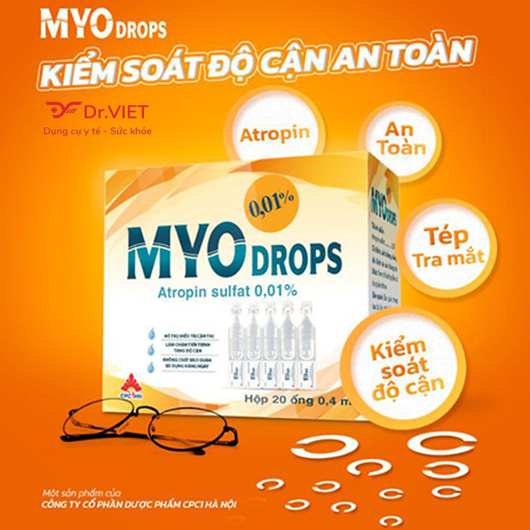 Dung dịch nhỏ mắt nhân tạo MYOdrops Chính hãng- Hỗ trợ giảm cận thị, Làm chậm tăng độ cận-Sử dụng hàng ngày, không chất bảo quản