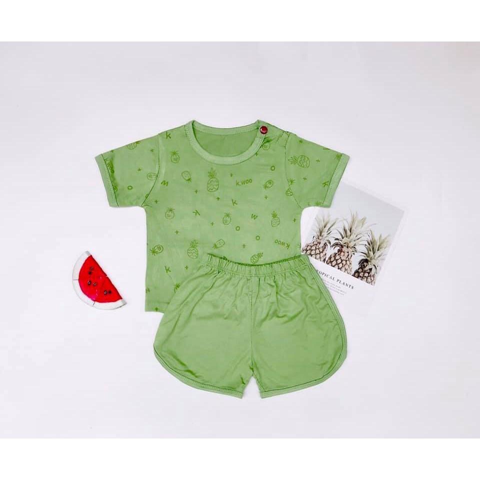 Bộ cộc tay cho bé Bộ cộc tay Kwoo Trái Dứa cho bé trai bé gái chất thun lạnh cao cấp siêu mềm siêu mát