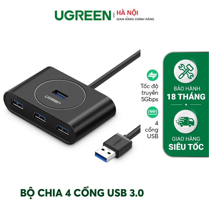 Hub USB 2.0/ 3.0 4 cổng tốc độ 5Gbps UGREEN hàng chính hãng
