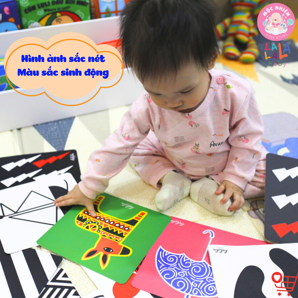 Bộ thẻ kích thích thị giác Lalala Baby cho trẻ sơ sinh Trọn bộ tinh anh dạng đứng Zigzag và Flashcard