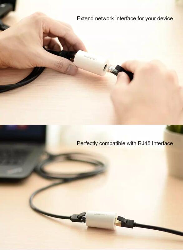 Ugreen UG20391NW116TK Màu Trắng Đầu nối dài dây mạng nhựa PVC cao cấp - HÀNG CHÍNH HÃNG