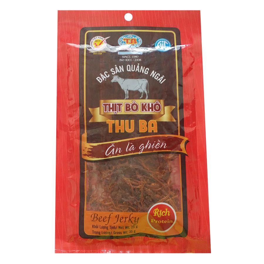 , Combo 2 hộp khô bò Thu Ba 250gr tặng 1 gói 35gr, ăn vặt đọc sách. Sản phẩm OCOP 4 sao Quảng Ngãi