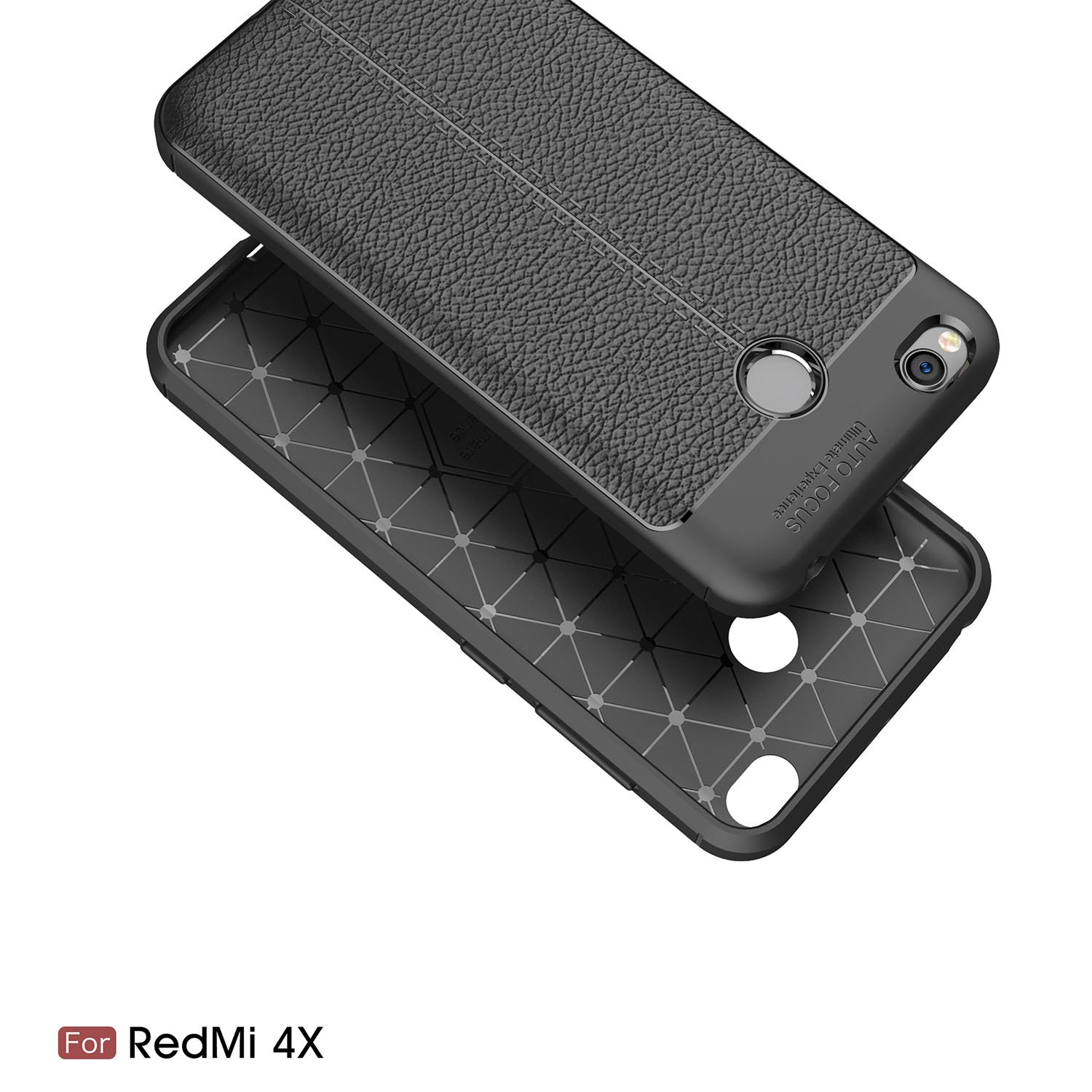 Ốp lưng Silicon Auto Focus giả da, chống sốc dành cho Xiaomi Redmi 4X - Hàng Chính Hãng