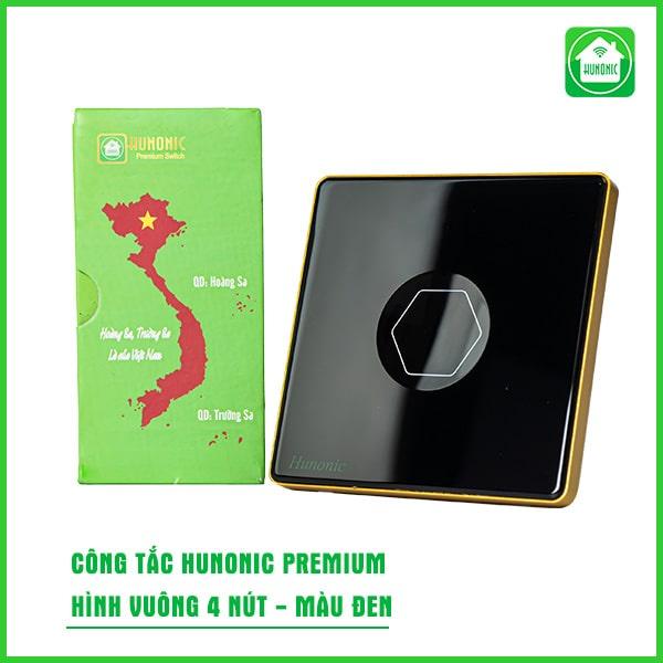 Công Tắc Hunonic Premium Mặt Vuông Viền Vàng Kết Nối Qua Bộ Điều Khiển Trung Tâm Home Server [Hàng Chính Hãng