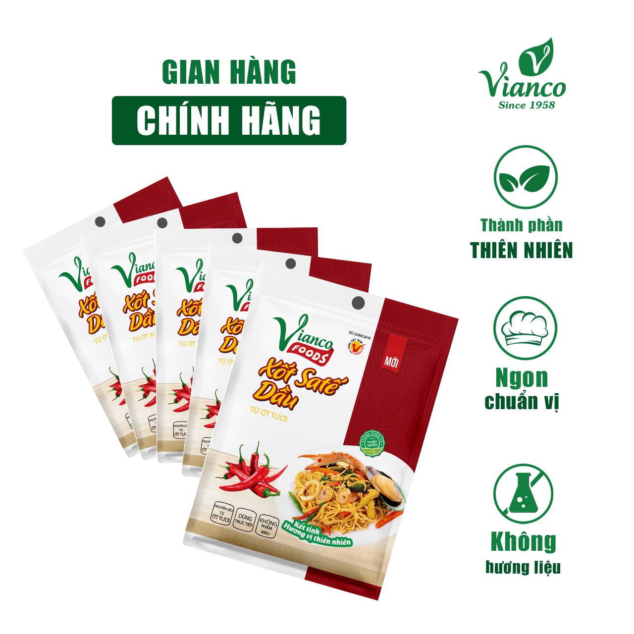 Xốt Satế Dầu ViancoFoods Việt Ấn 5 gói x 18gr