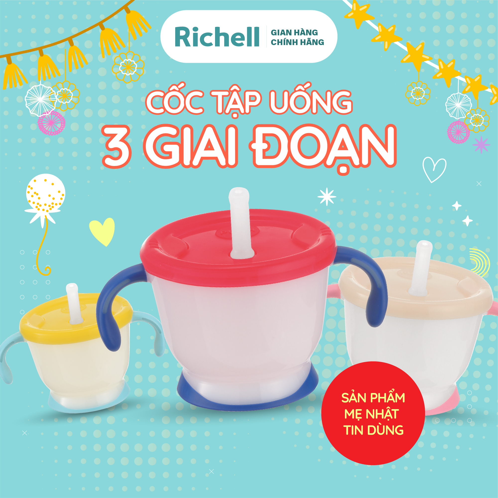 Cốc tập uống 3 giai đoạn AQ Richell Nhật Bản | Baby