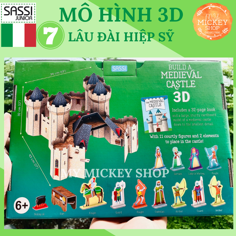 Đồ chơi mô hình 3D chính hãng Sassi Mẫu Lâu Đài Hiệp Sỹ - Medieval Castle dành cho bé từ 7 8 9 10 tuổi