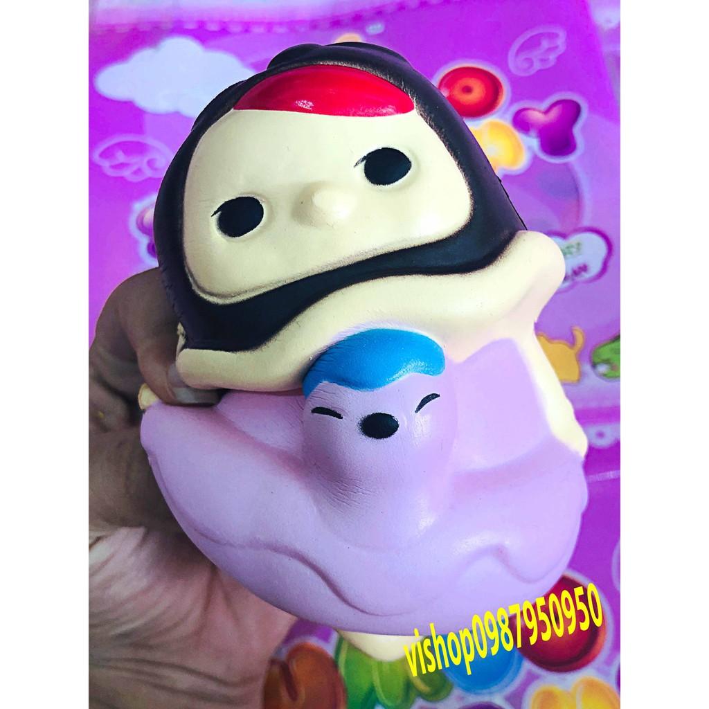 ĐỒ CHƠI SQUISHY  CÔ GÁI VỊT TÓC ĐEN VÁY TÍM