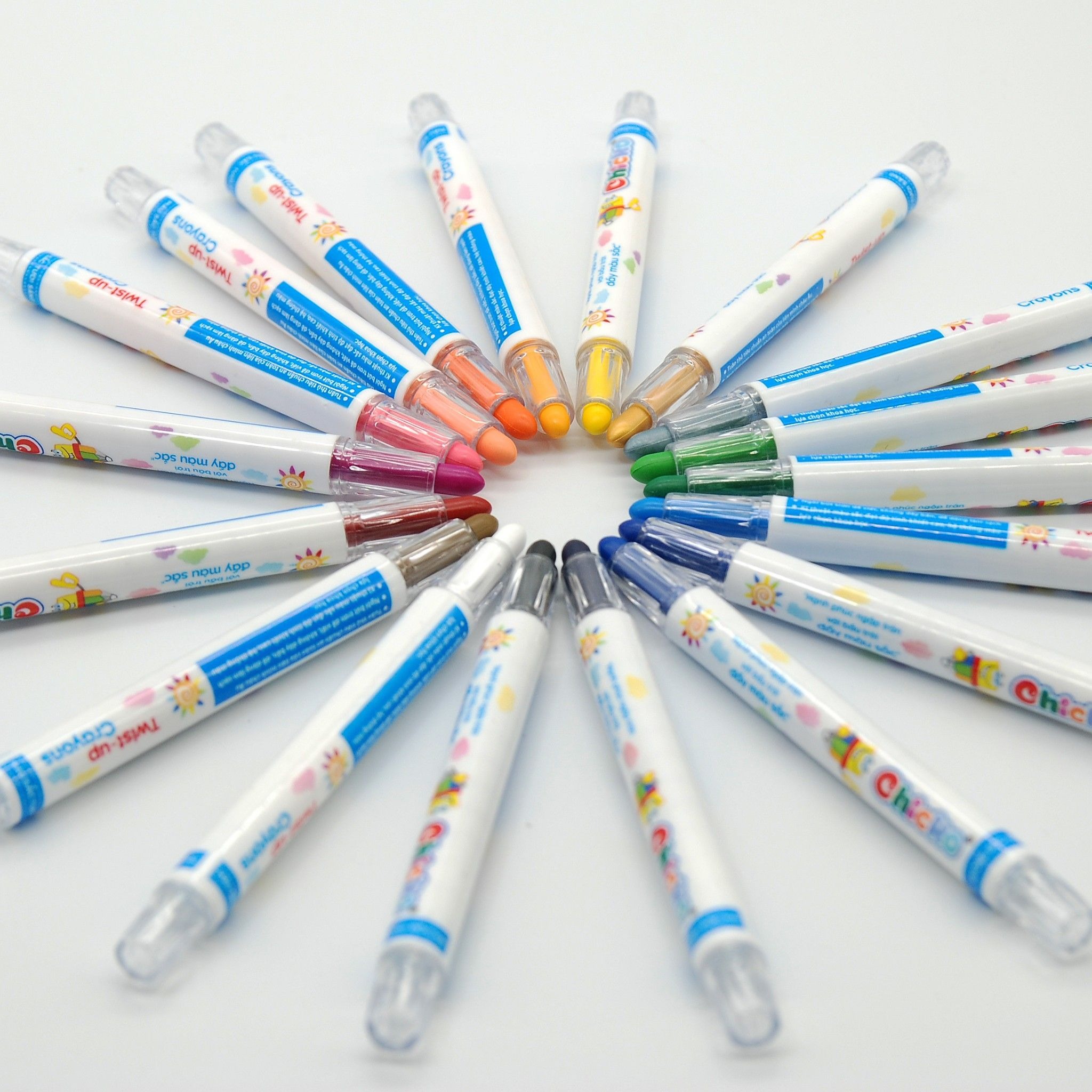 Bút Sáp Màu Xoay DUKA - Twist Crayon 24 Màu - Hộp Nhựa PP (DK3302-24)