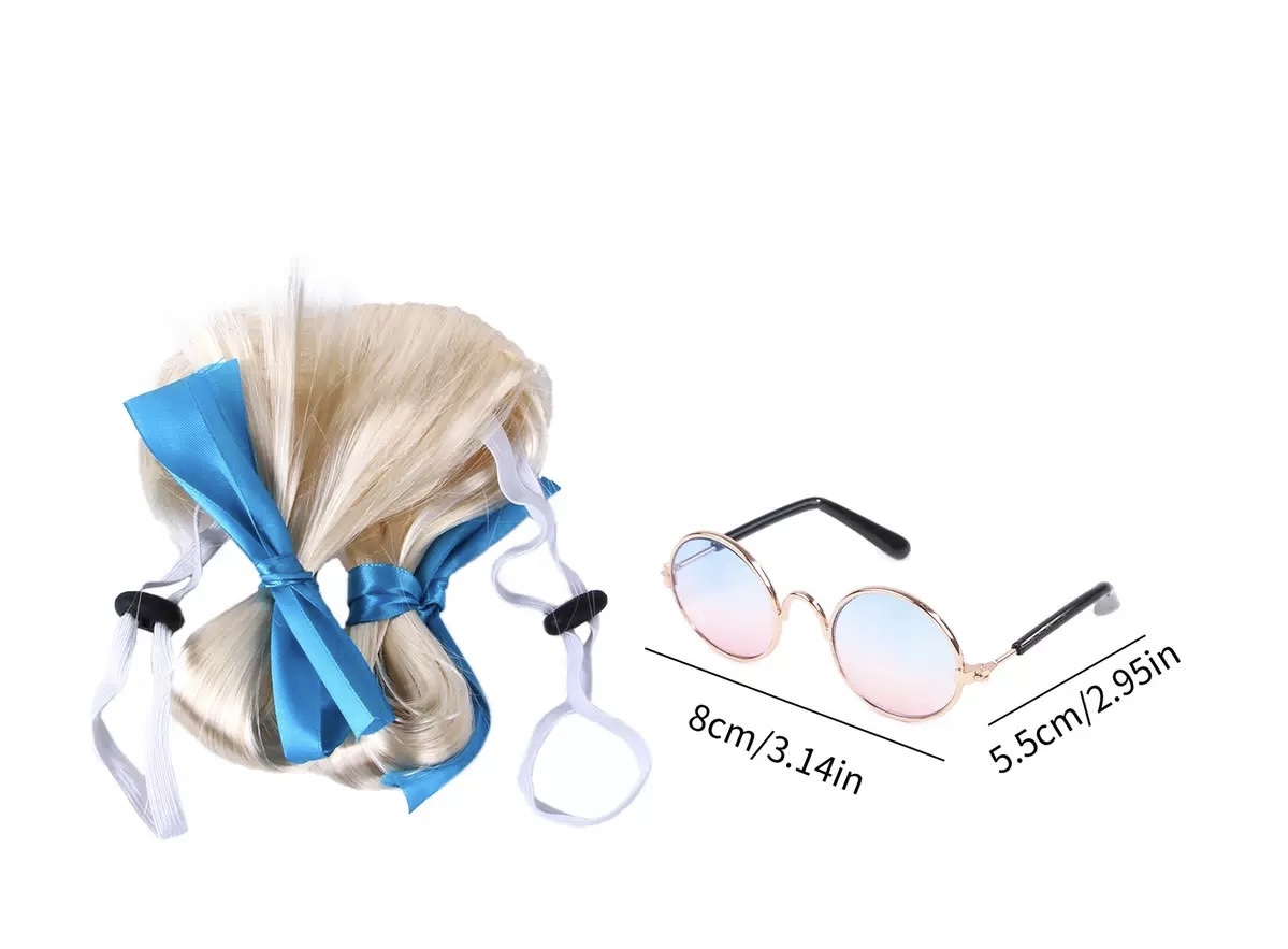 BỘ TÓC GIẢ VÀ KÍNH ĐỘC ĐÁO NGỘ NGHĨNH MÃ 2 CHO THÚ CƯNG CHÓ MÈO