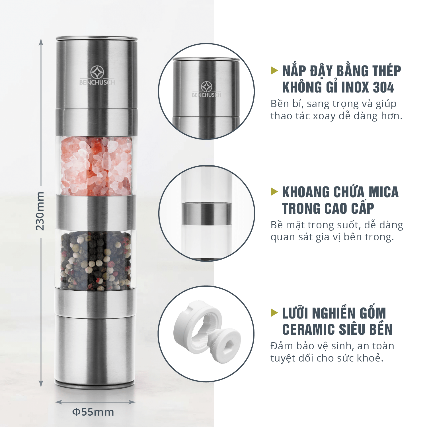 Dụng Cụ Xay Tiêu 2 trong 1 Benchusch