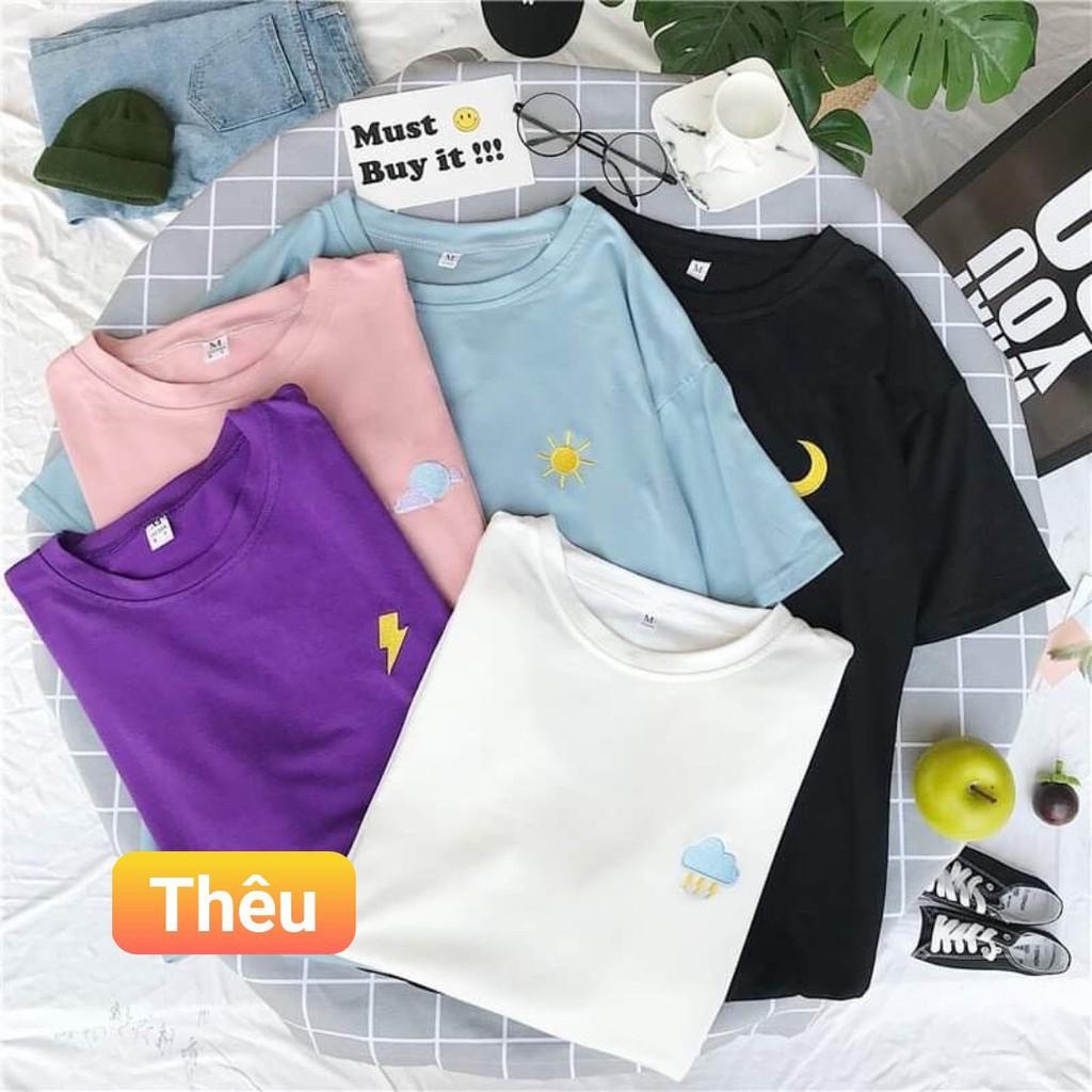 Áo phông, áo thun nam nữ form rộng tay lỡ Unisex 4 mùa nắng mưa Từ 50-70kg