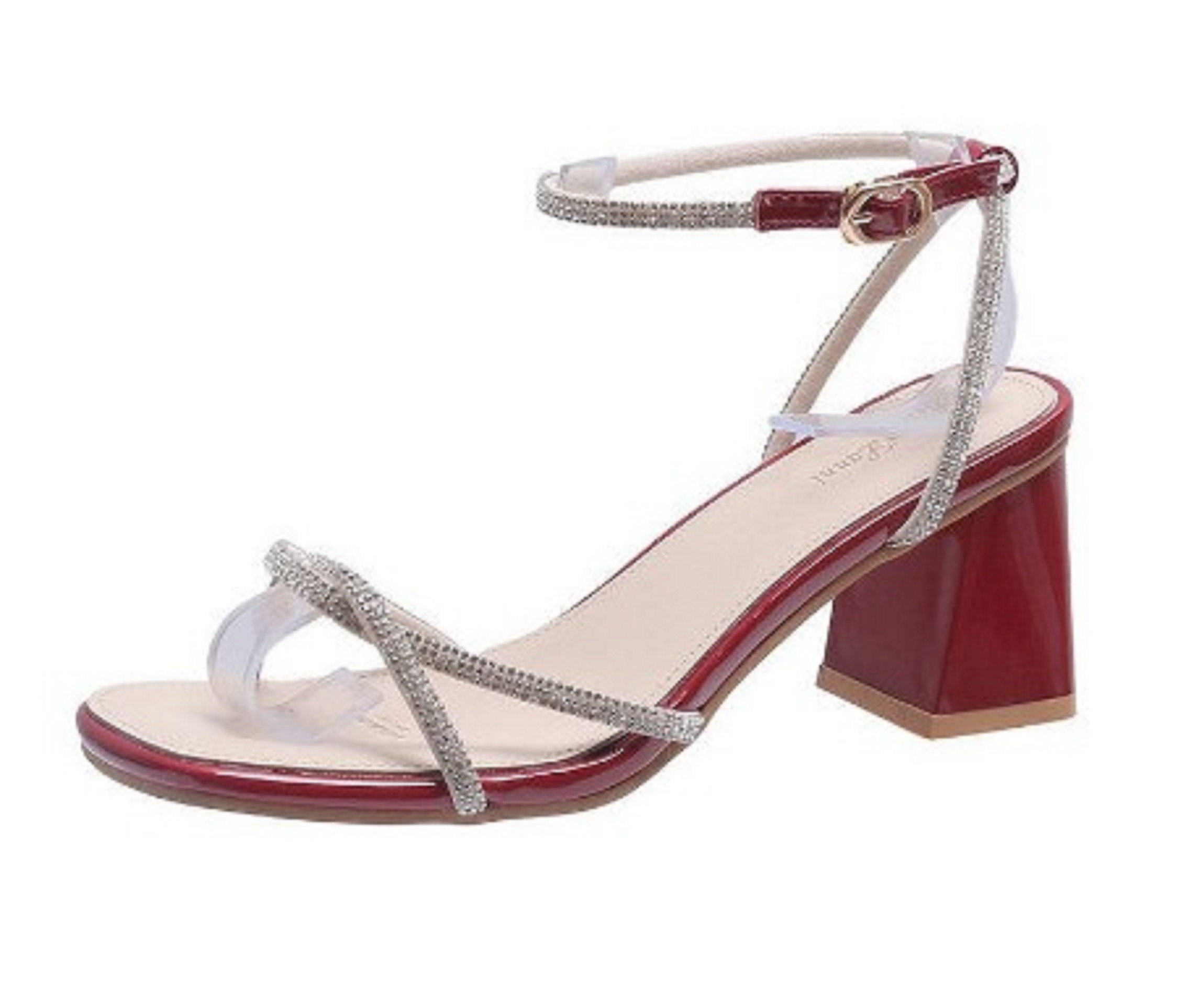 Giày nữ sandal đính đá THS36 cao cấp đế vuông 5 phần da mềm mịn siêu đẹp
